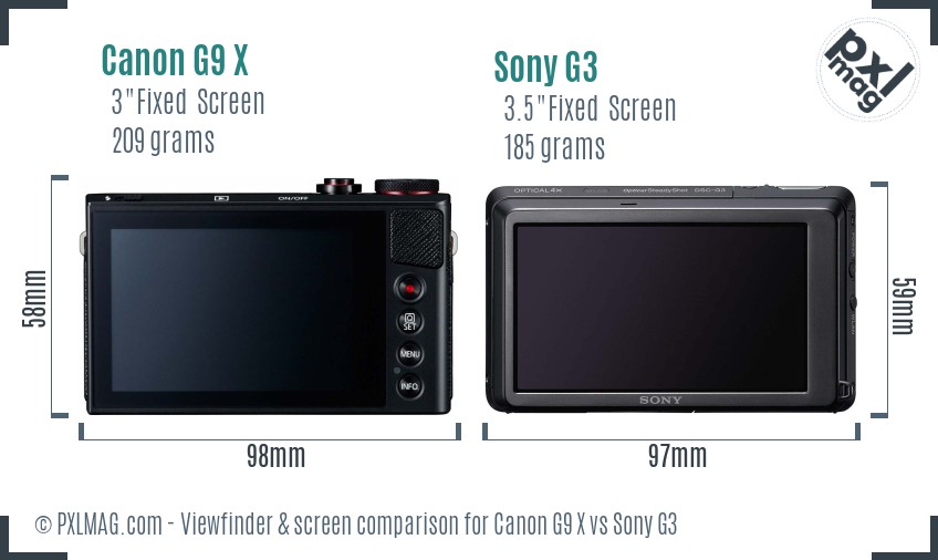 Canon G9 X vs Sony G3 Screen and Viewfinder comparison