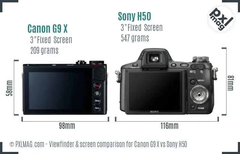 Canon G9 X vs Sony H50 Screen and Viewfinder comparison Canon G9 X vs Sony H50 Screen and Viewfinder comparison