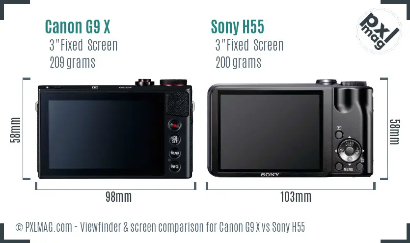 Canon G9 X vs Sony H55 Screen and Viewfinder comparison Canon G9 X vs Sony H55 Screen and Viewfinder comparison