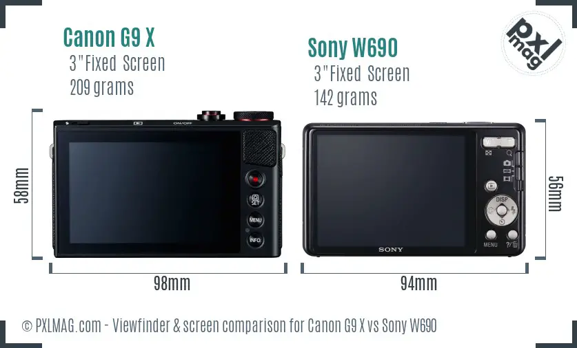 Canon G9 X vs Sony W690 Screen and Viewfinder comparison