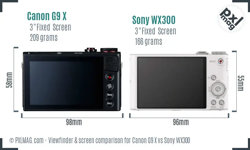 Canon G9 X vs Sony WX300 Screen and Viewfinder comparison