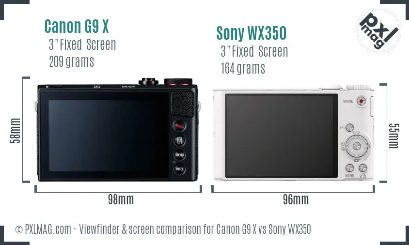 Canon G9 X vs Sony WX350 Screen and Viewfinder comparison