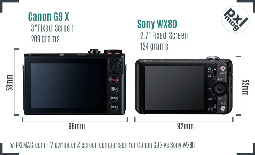Canon G9 X vs Sony WX80 Screen and Viewfinder comparison Canon G9 X vs Sony WX80 Screen and Viewfinder comparison