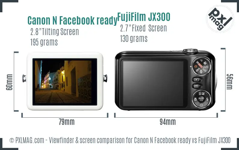Canon N Facebook ready vs FujiFilm JX300 Screen and Viewfinder comparison Canon N Facebook ready vs FujiFilm JX300 Screen and Viewfinder comparison