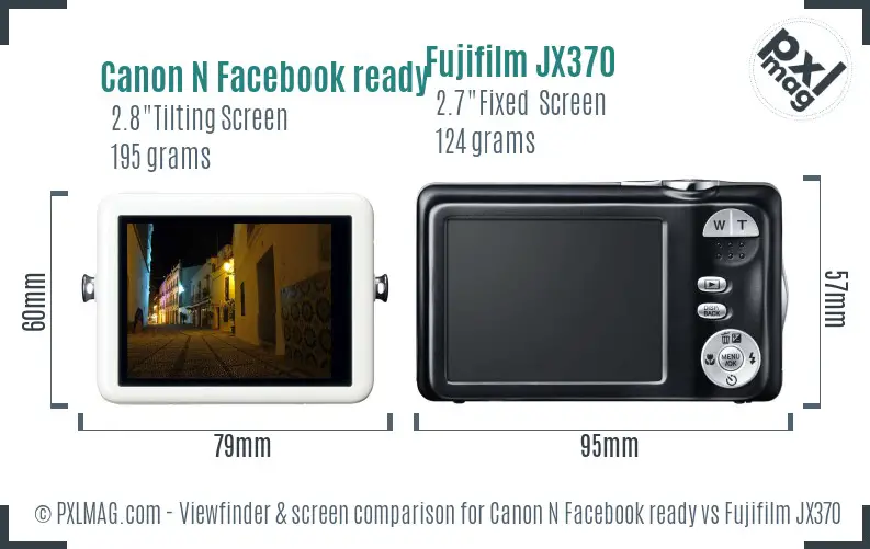 Canon N Facebook ready vs Fujifilm JX370 Screen and Viewfinder comparison Canon N Facebook ready vs Fujifilm JX370 Screen and Viewfinder comparison