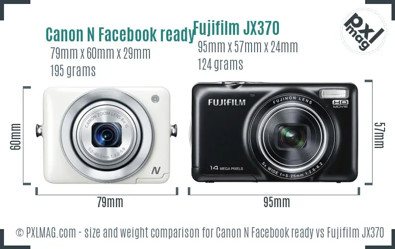 Canon N Facebook ready vs Fujifilm JX370 size comparison Canon N Facebook ready vs Fujifilm JX370 size comparison
