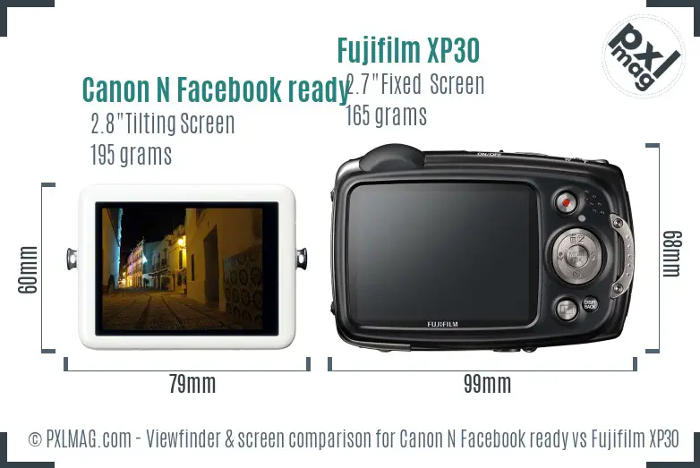 Canon N Facebook ready vs Fujifilm XP30 Screen and Viewfinder comparison Canon N Facebook ready vs Fujifilm XP30 Screen and Viewfinder comparison