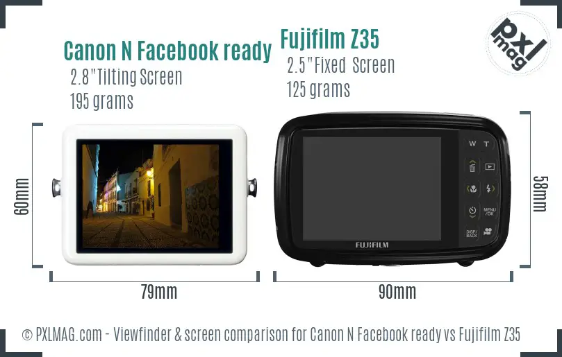 Canon N Facebook ready vs Fujifilm Z35 Screen and Viewfinder comparison Canon N Facebook ready vs Fujifilm Z35 Screen and Viewfinder comparison