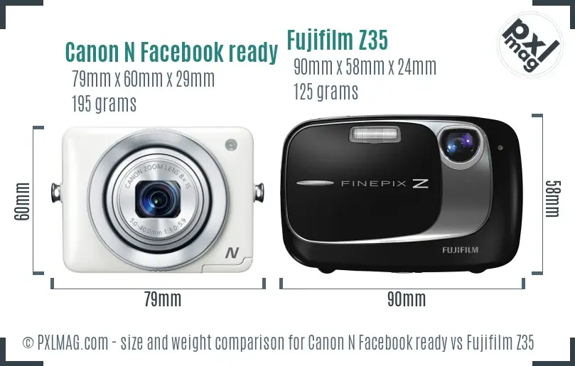 Canon N Facebook ready vs Fujifilm Z35 size comparison Canon N Facebook ready vs Fujifilm Z35 size comparison