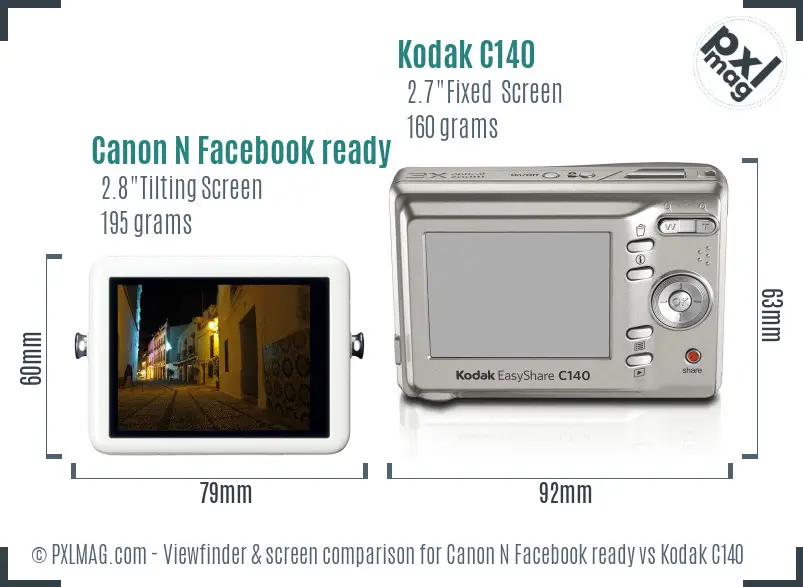 Canon N Facebook ready vs Kodak C140 Screen and Viewfinder comparison Canon N Facebook ready vs Kodak C140 Screen and Viewfinder comparison