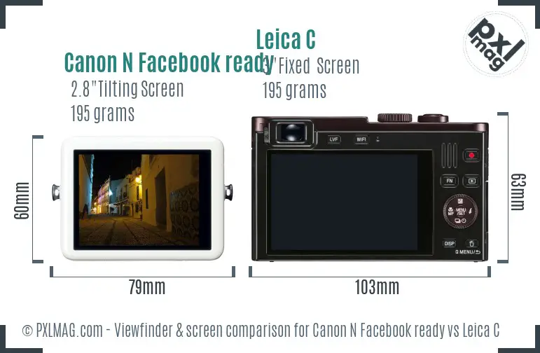 Canon N Facebook ready vs Leica C Screen and Viewfinder comparison Canon N Facebook ready vs Leica C Screen and Viewfinder comparison