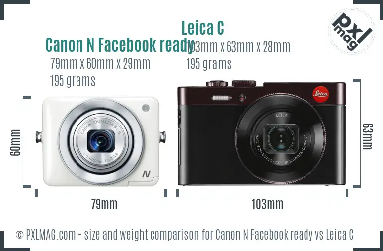 Canon N Facebook ready vs Leica C size comparison Canon N Facebook ready vs Leica C size comparison