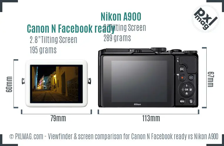 Canon N Facebook ready vs Nikon A900 Screen and Viewfinder comparison Canon N Facebook ready vs Nikon A900 Screen and Viewfinder comparison