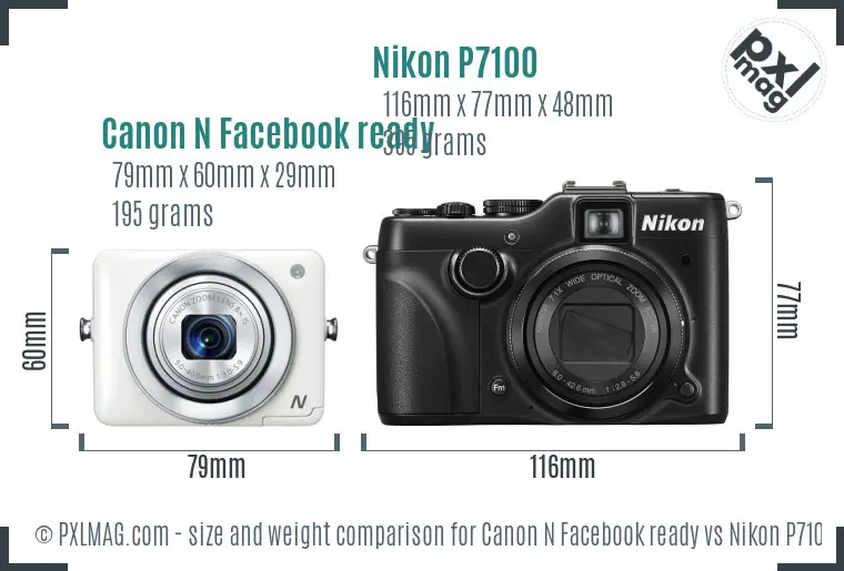 Canon N Facebook ready vs Nikon P7100 size comparison Canon N Facebook ready vs Nikon P7100 size comparison