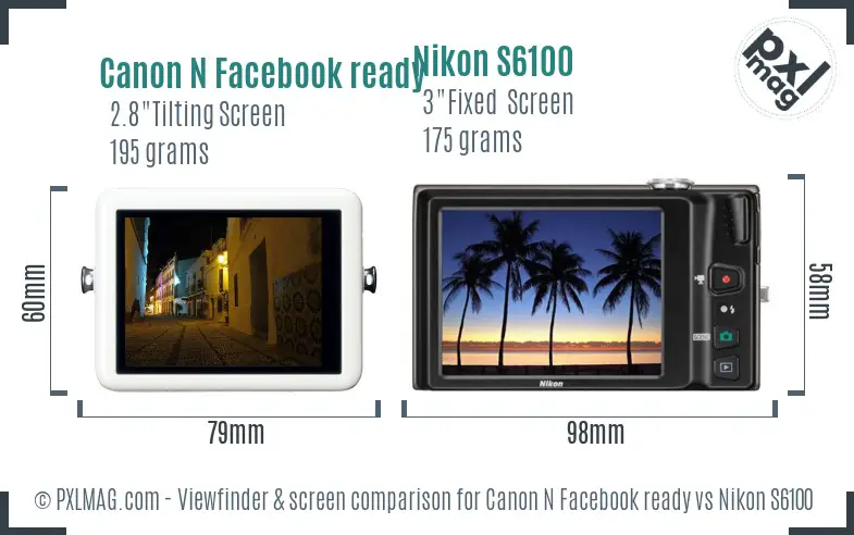 Canon N Facebook ready vs Nikon S6100 Screen and Viewfinder comparison Canon N Facebook ready vs Nikon S6100 Screen and Viewfinder comparison