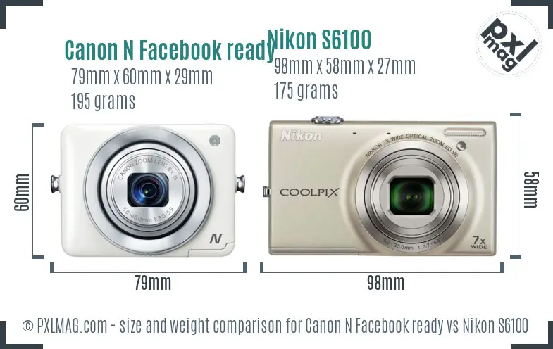Canon N Facebook ready vs Nikon S6100 size comparison Canon N Facebook ready vs Nikon S6100 size comparison