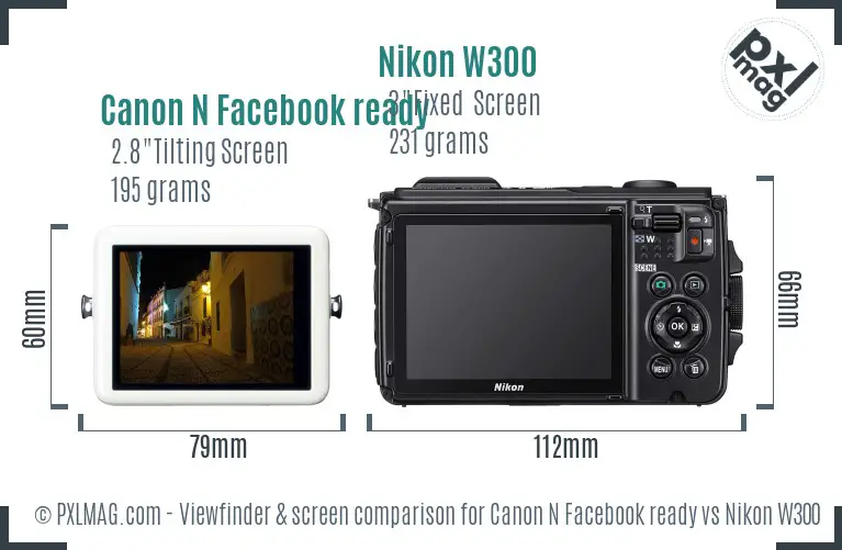 Canon N Facebook ready vs Nikon W300 Screen and Viewfinder comparison Canon N Facebook ready vs Nikon W300 Screen and Viewfinder comparison