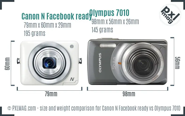 Canon N Facebook ready vs Olympus 7010 size comparison