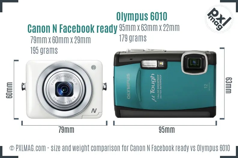 Canon N Facebook ready vs Olympus 6010 size comparison