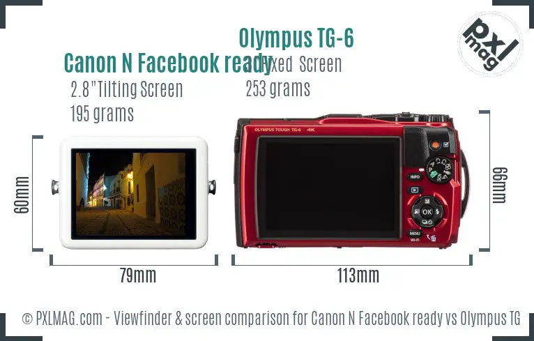 Canon N Facebook ready vs Olympus TG-6 Screen and Viewfinder comparison Canon N Facebook ready vs Olympus TG-6 Screen and Viewfinder comparison