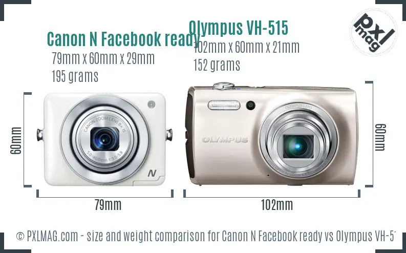 Canon N Facebook ready vs Olympus VH-515 size comparison