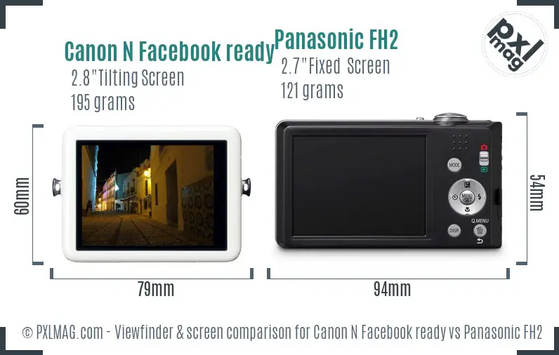 Canon N Facebook ready vs Panasonic FH2 Screen and Viewfinder comparison Canon N Facebook ready vs Panasonic FH2 Screen and Viewfinder comparison
