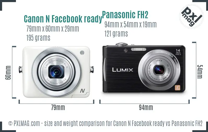 Canon N Facebook ready vs Panasonic FH2 size comparison Canon N Facebook ready vs Panasonic FH2 size comparison