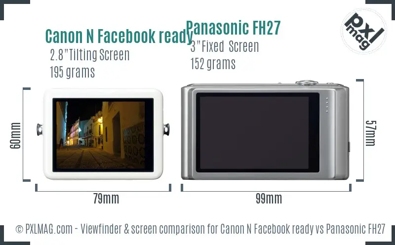 Canon N Facebook ready vs Panasonic FH27 Screen and Viewfinder comparison