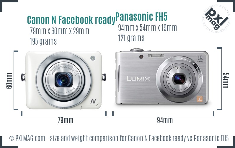 Canon N Facebook ready vs Panasonic FH5 size comparison Canon N Facebook ready vs Panasonic FH5 size comparison