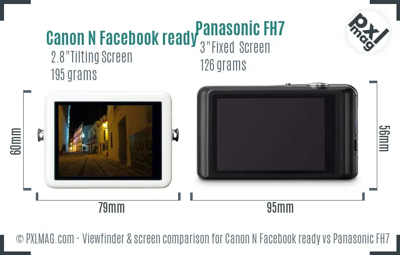 Canon N Facebook ready vs Panasonic FH7 Screen and Viewfinder comparison