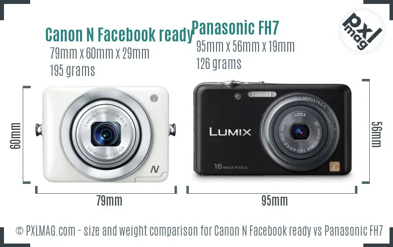 Canon N Facebook ready vs Panasonic FH7 size comparison