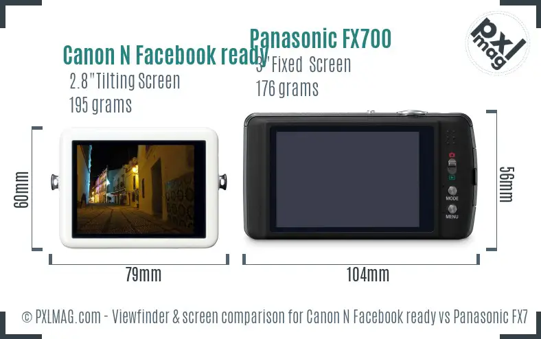Canon N Facebook ready vs Panasonic FX700 Screen and Viewfinder comparison Canon N Facebook ready vs Panasonic FX700 Screen and Viewfinder comparison