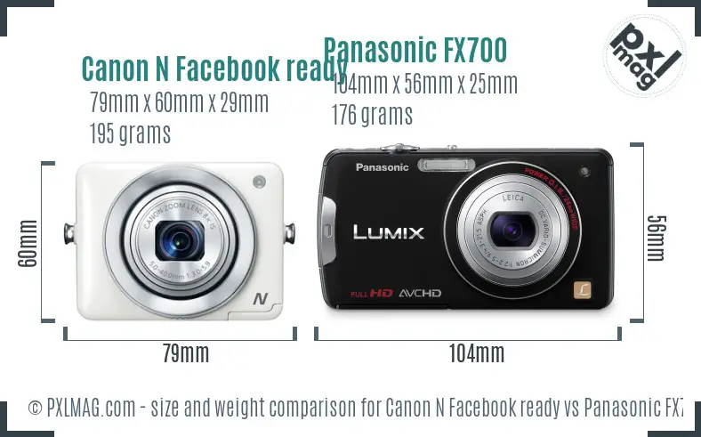 Canon N Facebook ready vs Panasonic FX700 size comparison Canon N Facebook ready vs Panasonic FX700 size comparison
