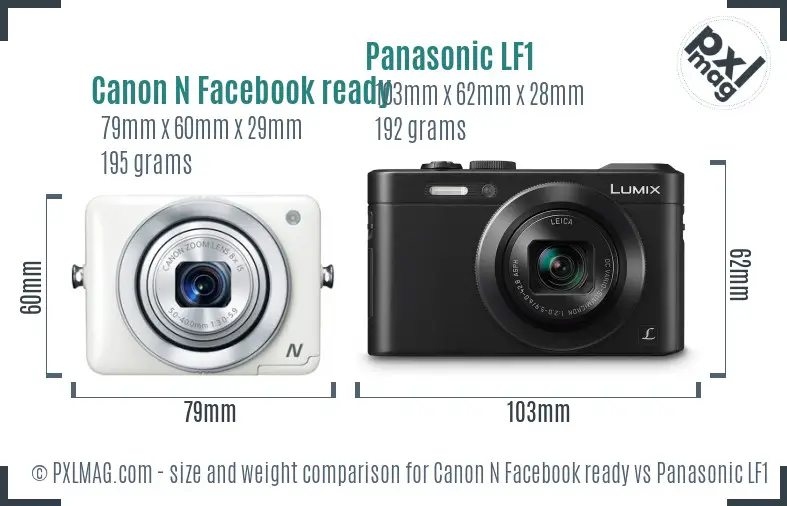 Canon N Facebook ready vs Panasonic LF1 size comparison Canon N Facebook ready vs Panasonic LF1 size comparison