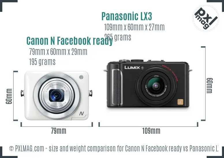 Canon N Facebook ready vs Panasonic LX3 size comparison