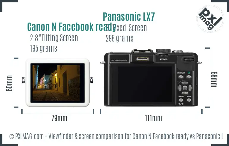 Canon N Facebook ready vs Panasonic LX7 Screen and Viewfinder comparison Canon N Facebook ready vs Panasonic LX7 Screen and Viewfinder comparison