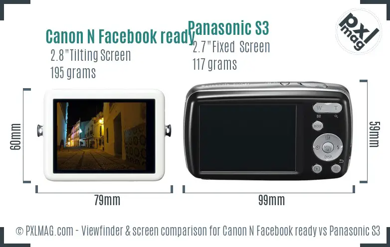 Canon N Facebook ready vs Panasonic S3 Screen and Viewfinder comparison Canon N Facebook ready vs Panasonic S3 Screen and Viewfinder comparison