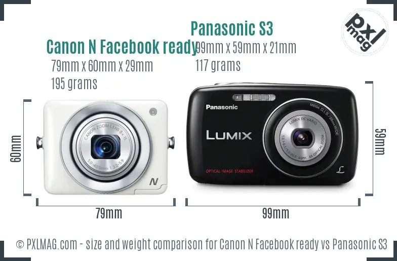 Canon N Facebook ready vs Panasonic S3 size comparison Canon N Facebook ready vs Panasonic S3 size comparison