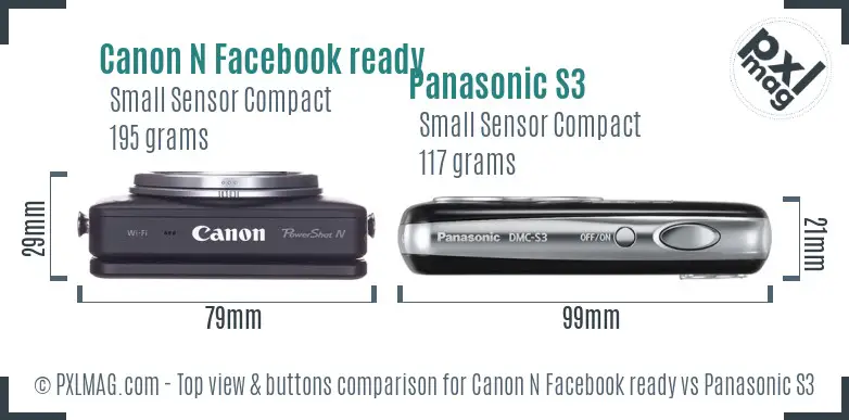Canon N Facebook ready vs Panasonic S3 top view buttons comparison Canon N Facebook ready vs Panasonic S3 top view buttons comparison