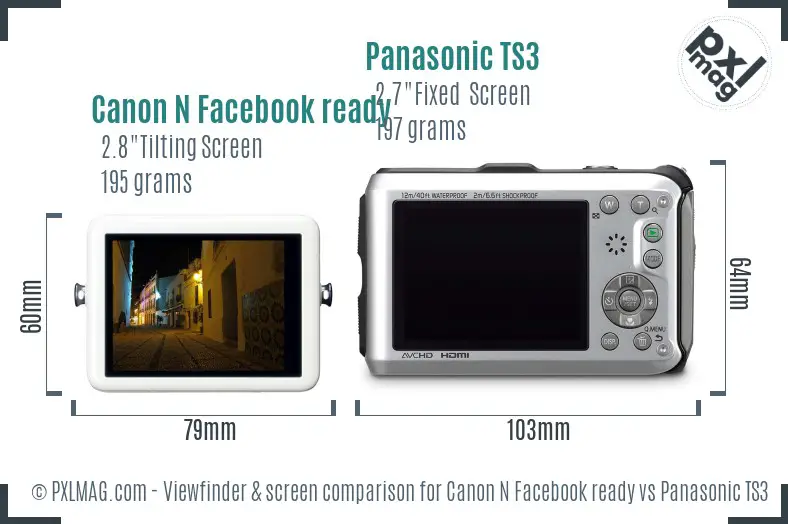 Canon N Facebook ready vs Panasonic TS3 Screen and Viewfinder comparison Canon N Facebook ready vs Panasonic TS3 Screen and Viewfinder comparison