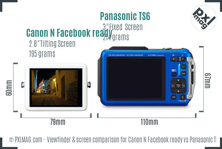 Canon N Facebook ready vs Panasonic TS6 Screen and Viewfinder comparison