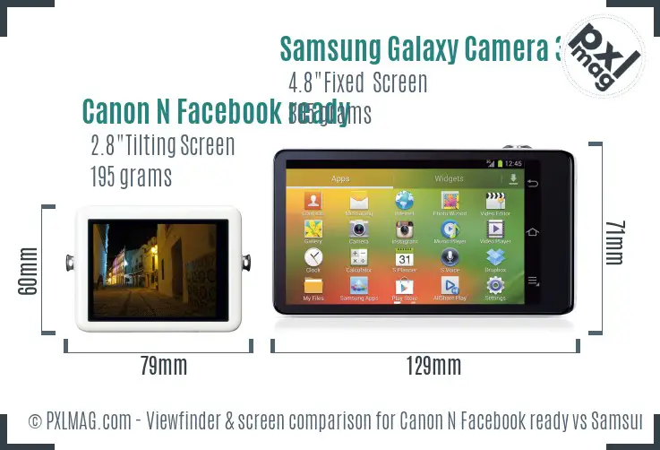 Canon N Facebook ready vs Samsung Galaxy Camera 3G Screen and Viewfinder comparison Canon N Facebook ready vs Samsung Galaxy Camera 3G Screen and Viewfinder comparison