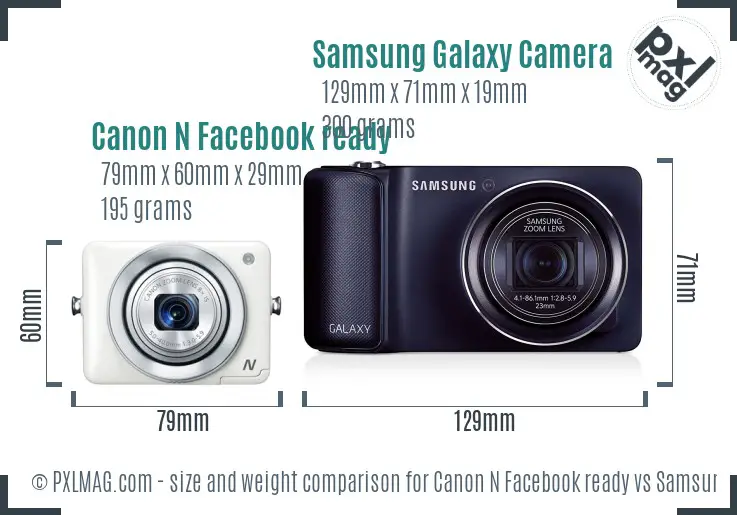 Canon N Facebook ready vs Samsung Galaxy Camera size comparison