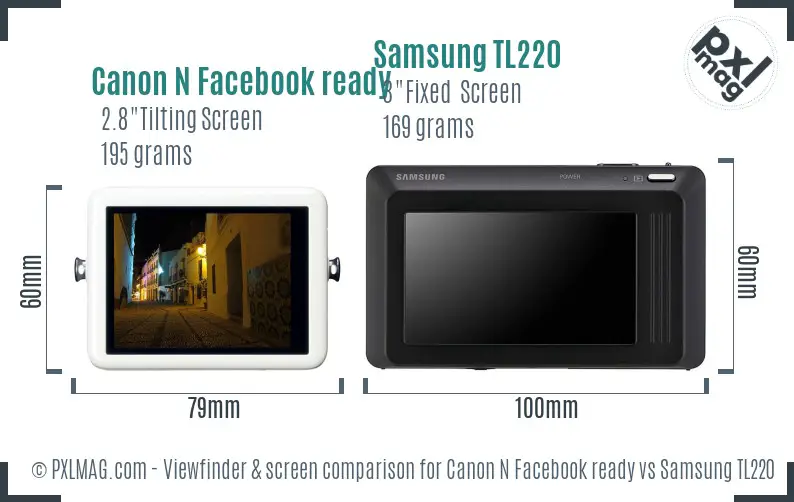 Canon N Facebook ready vs Samsung TL220 Screen and Viewfinder comparison