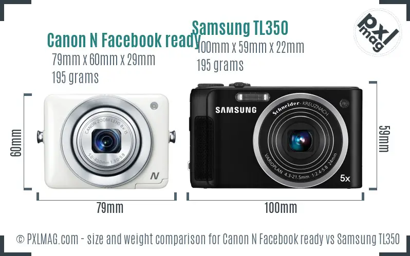 Canon N Facebook ready vs Samsung TL350 size comparison Canon N Facebook ready vs Samsung TL350 size comparison