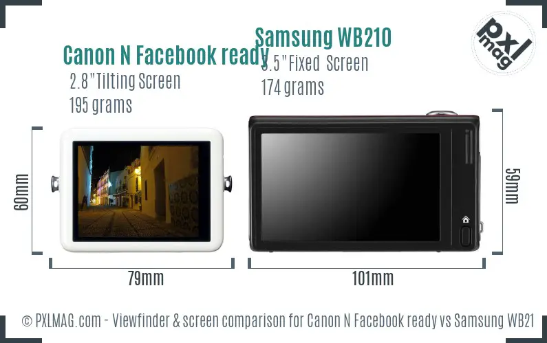 Canon N Facebook ready vs Samsung WB210 Screen and Viewfinder comparison Canon N Facebook ready vs Samsung WB210 Screen and Viewfinder comparison