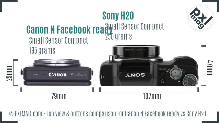 Canon N Facebook ready vs Sony H20 top view buttons comparison