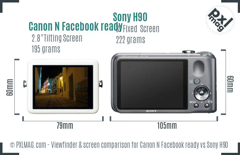 Canon N Facebook ready vs Sony H90 Screen and Viewfinder comparison Canon N Facebook ready vs Sony H90 Screen and Viewfinder comparison