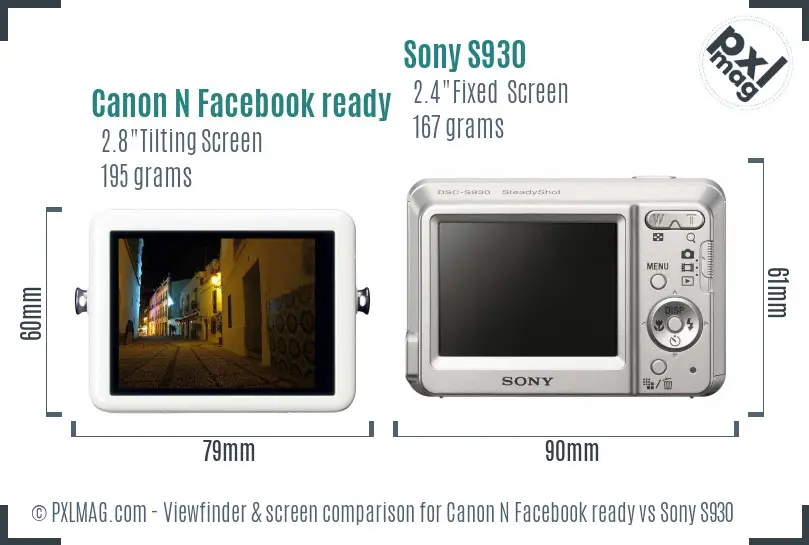Canon N Facebook ready vs Sony S930 Screen and Viewfinder comparison Canon N Facebook ready vs Sony S930 Screen and Viewfinder comparison