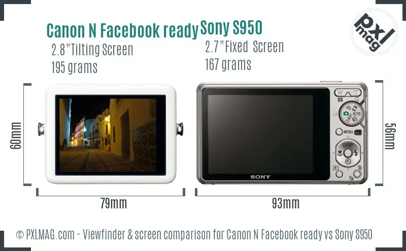 Canon N Facebook ready vs Sony S950 Screen and Viewfinder comparison Canon N Facebook ready vs Sony S950 Screen and Viewfinder comparison